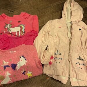 Epic Threads Pink Unicorn Jacket for Kids and three shirts